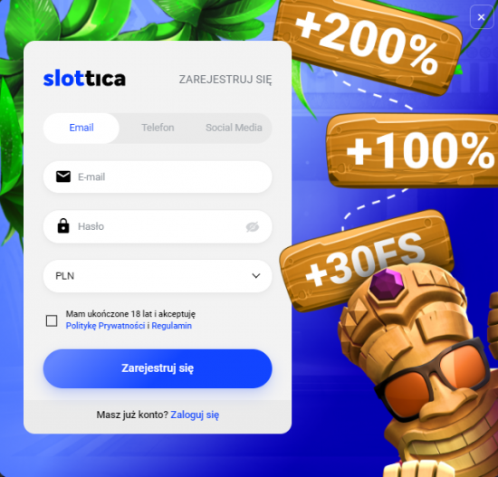 Rejestracja w Slottica